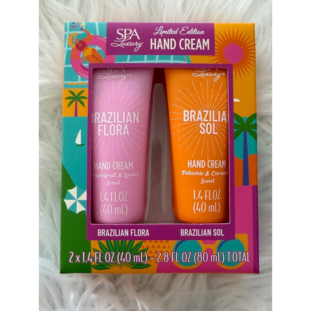 Spa Luxury Limited Edition Hand Cream Duo Brazilian Flora & Sol 2.8oz Total